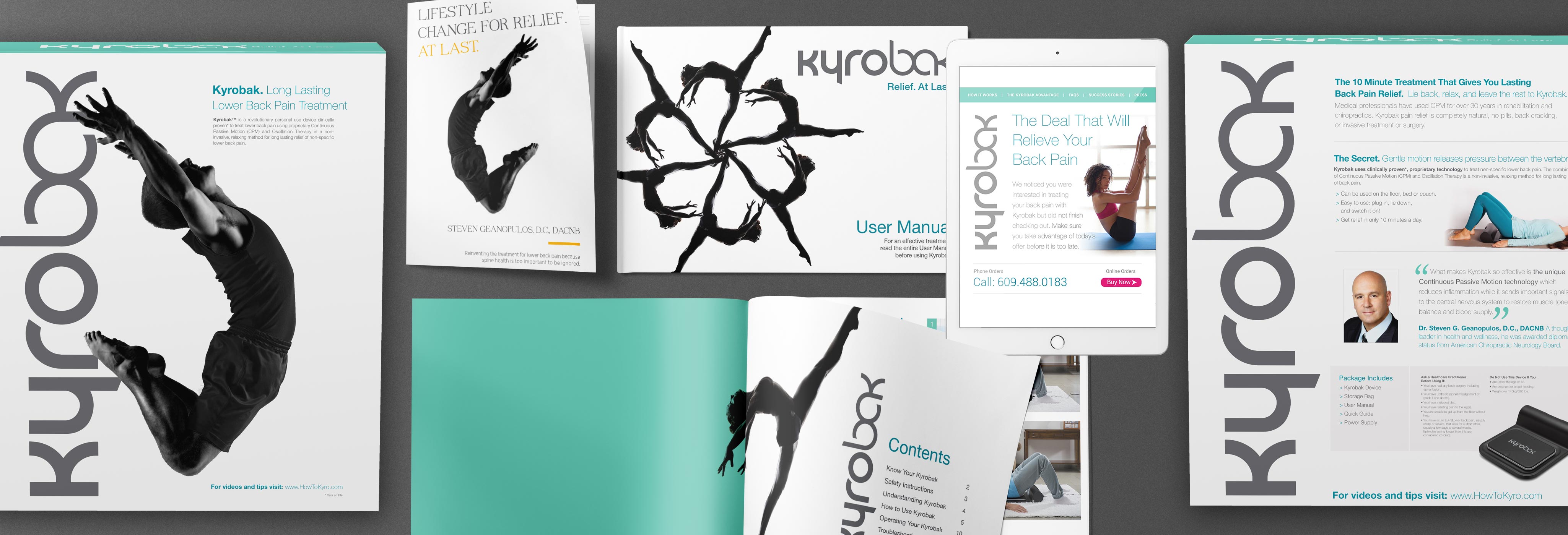 Kyroback print and packaging graphic design campaign