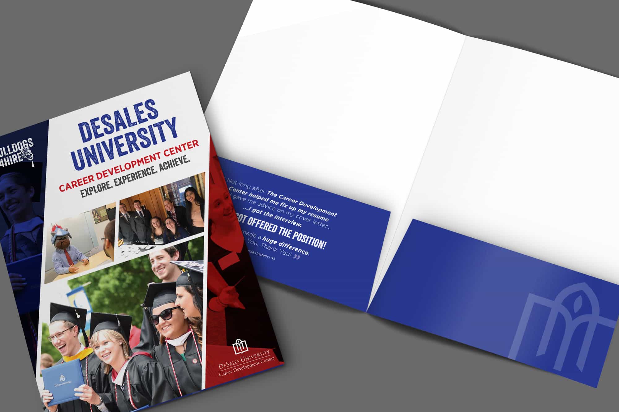 DeSales University pocket folder design - graphic design for education