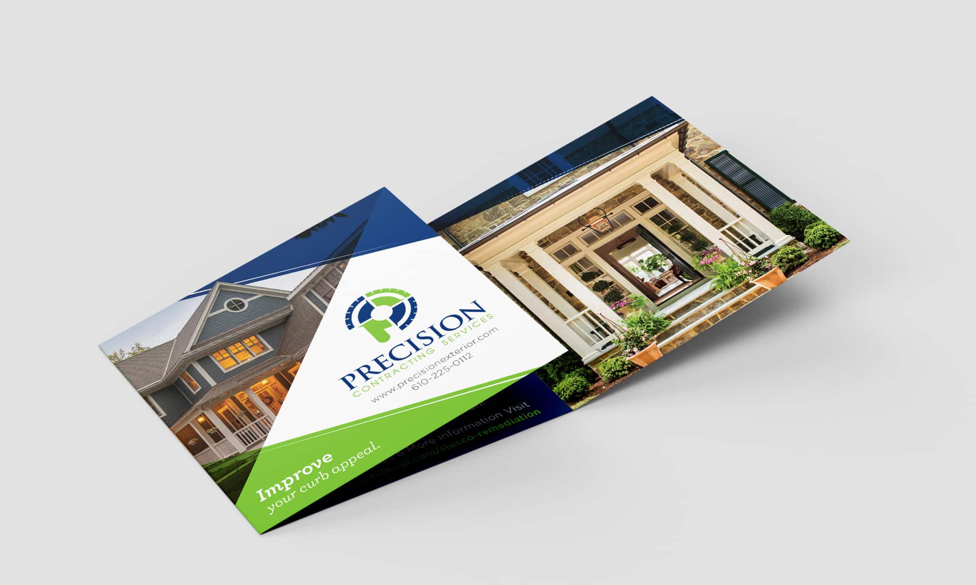brochure, precision contracting, roll fold, 5 panel