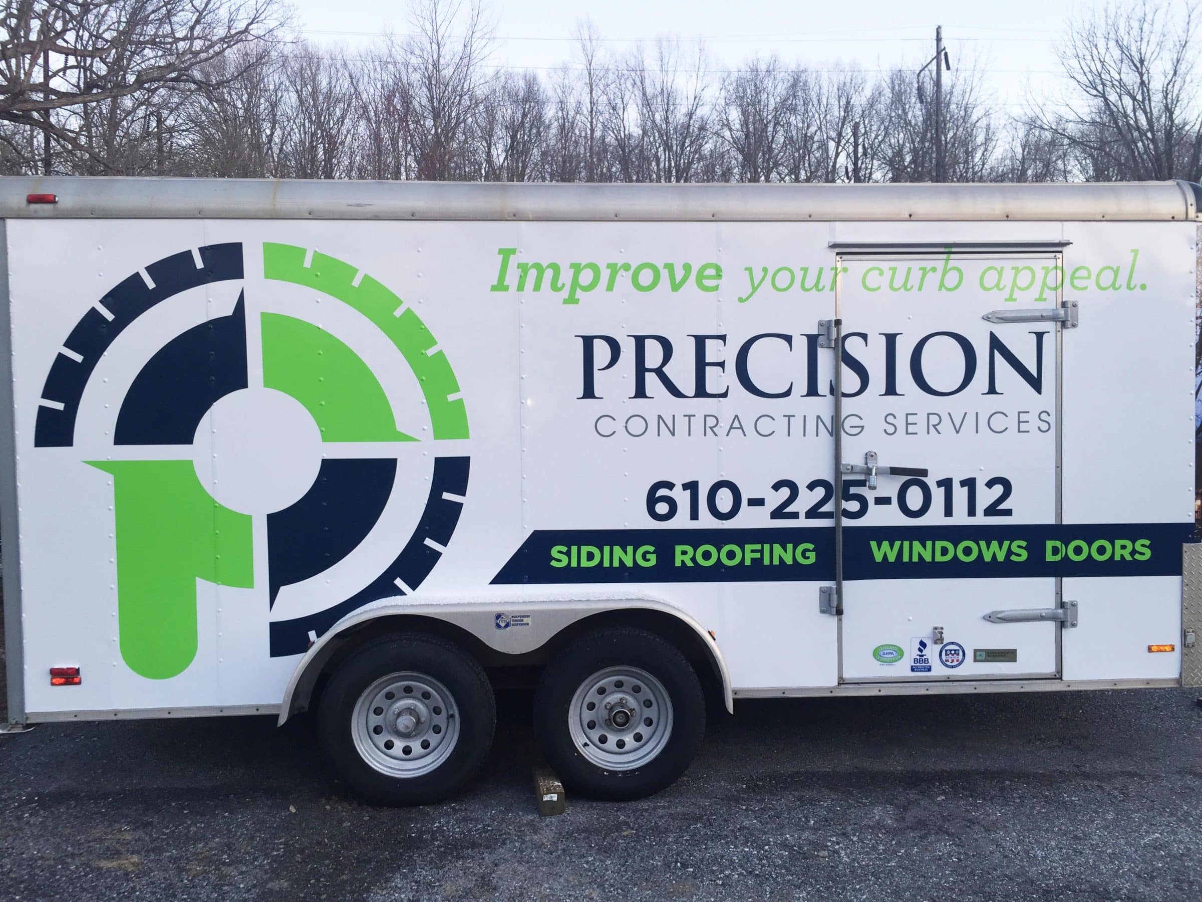precision contracting vehicle wrap trailer - brand design
