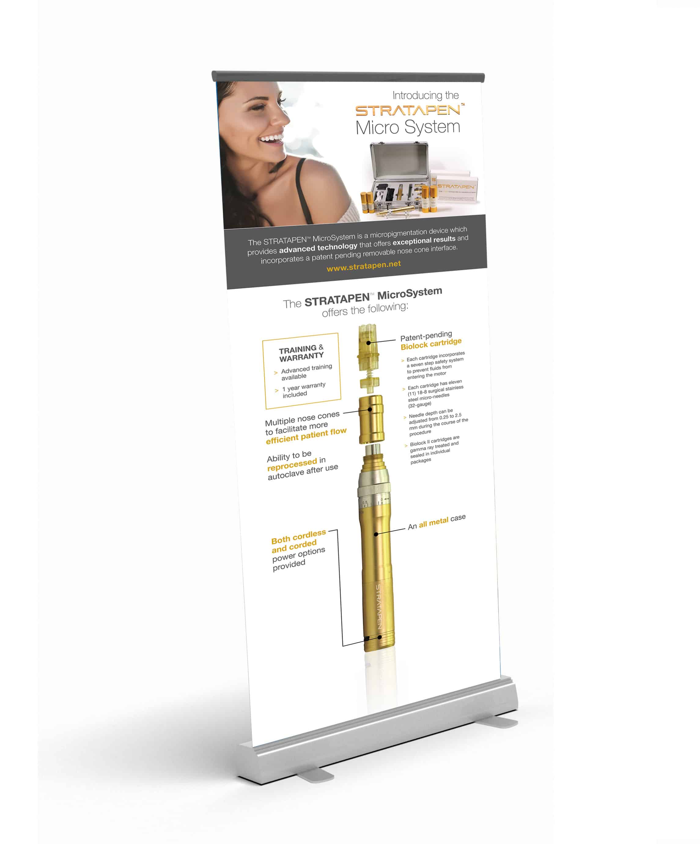 product marketing design for STRATApen - roll up banner