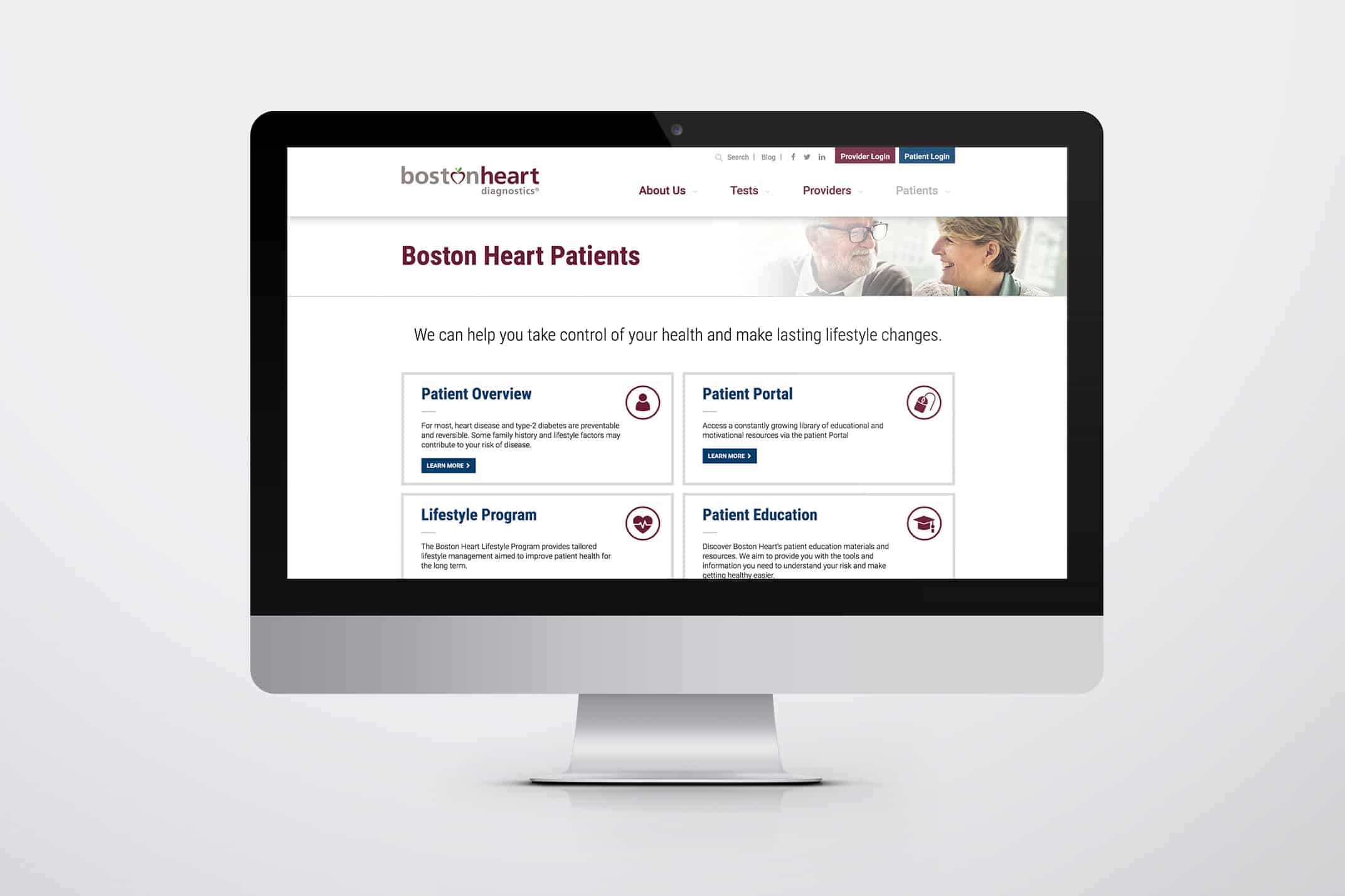 Boston Heart Diagnostics website - healthcare website design
