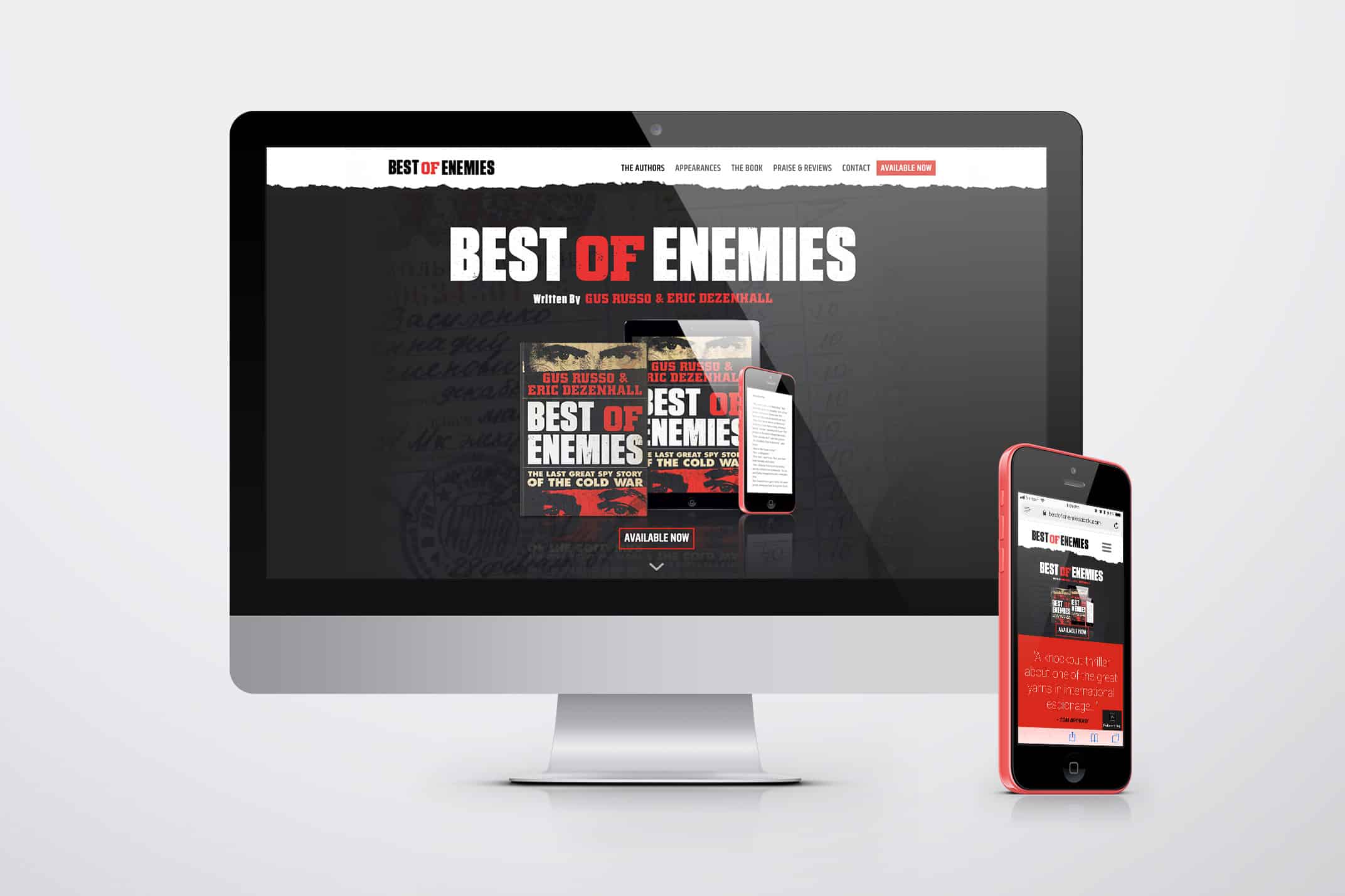 Best of Enemies author website design on desktop and mobile