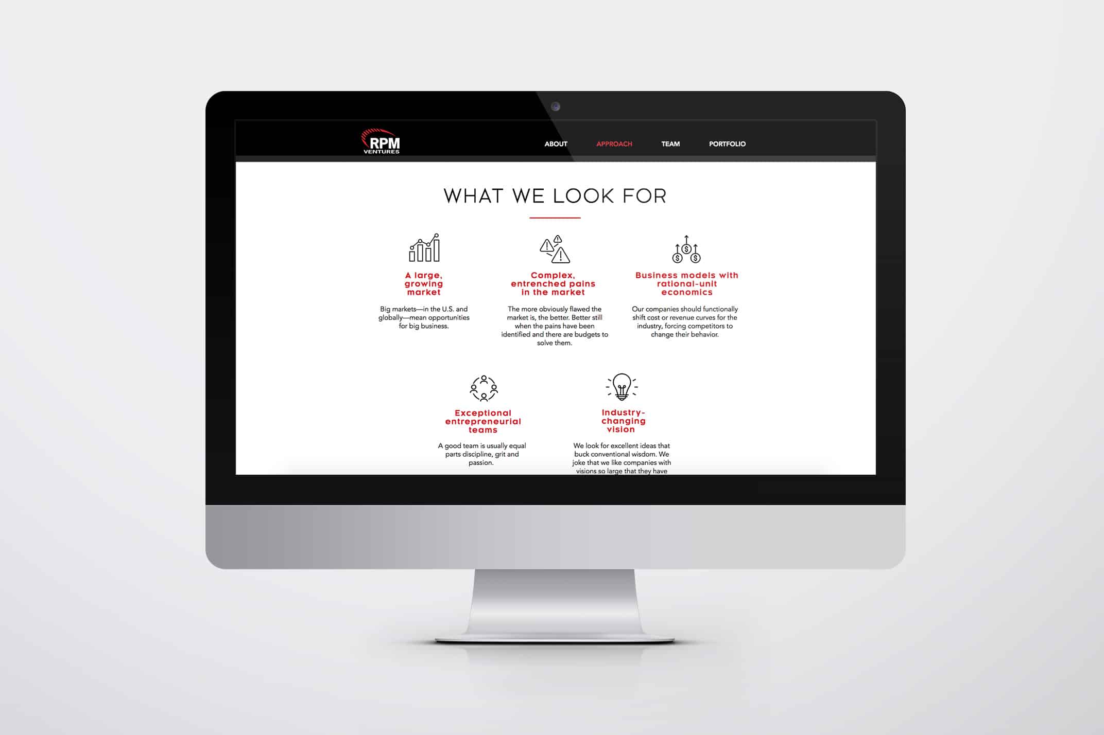 website design for RPM ventures