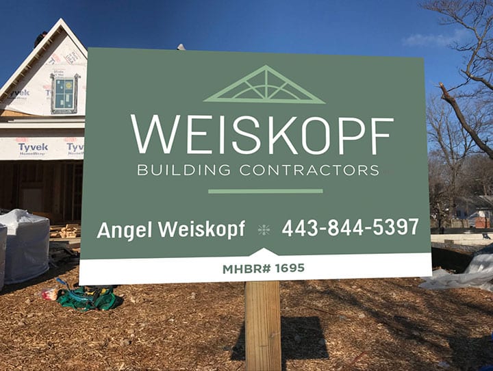 weiskopf building contractors yard sign - business branding design
