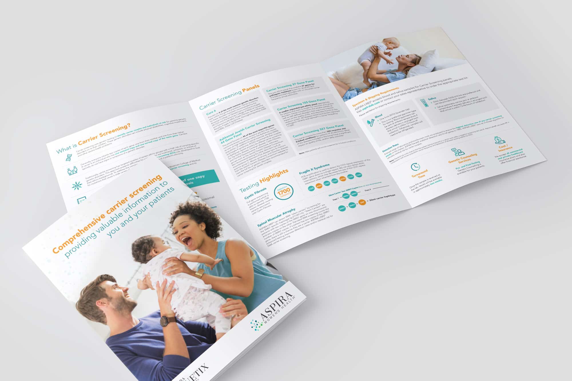 aspira women's health tri-fold sales brochure interior