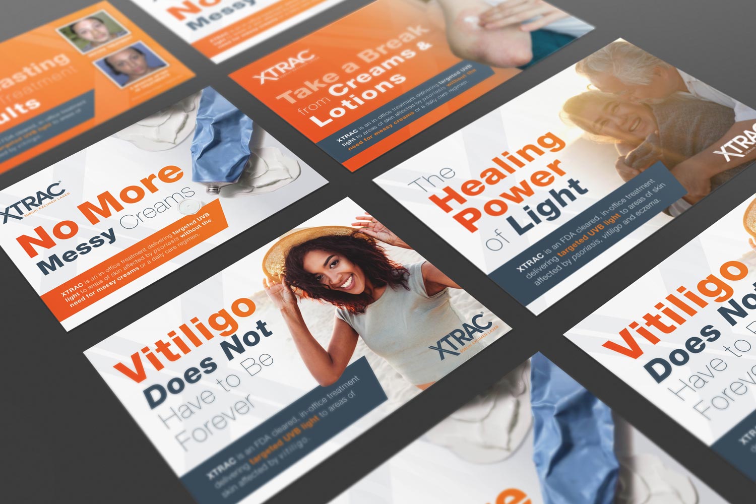 Medtech device direct mail postcards for patients we created using graphic design