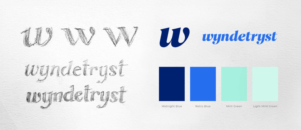 Sketches of new Wyndetryst logo and color palette