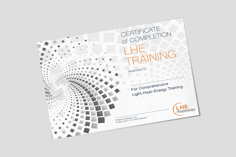 LHE Phototherapy Dermatology Device Training Certificate